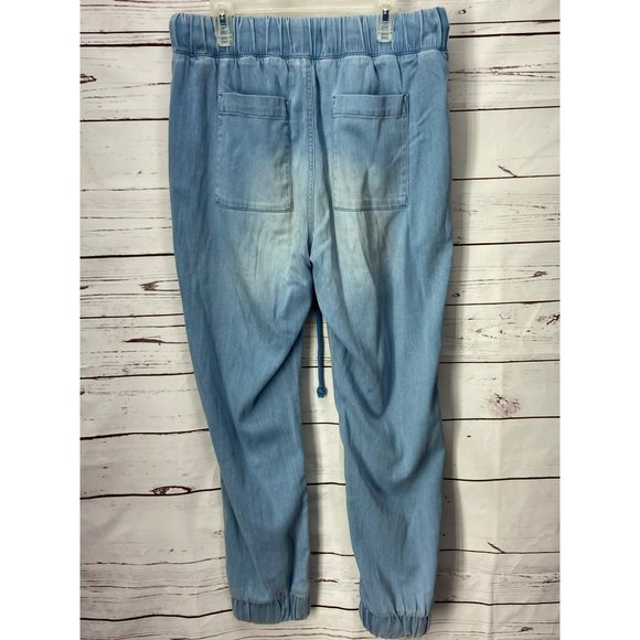 Side stitch Women's Faded Denim Size Small Pull On Pants - Picture 2 of 8